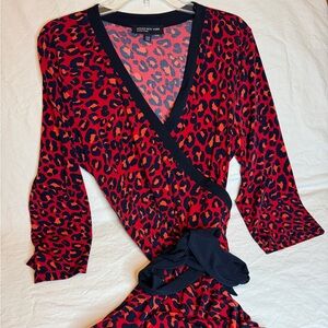 Jones New York Red Leopard Print Dress